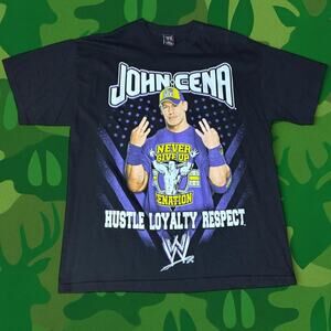 Vintage 2007 John Cena WWE Hustle Loyalty Respect T-Shirt Size XL
